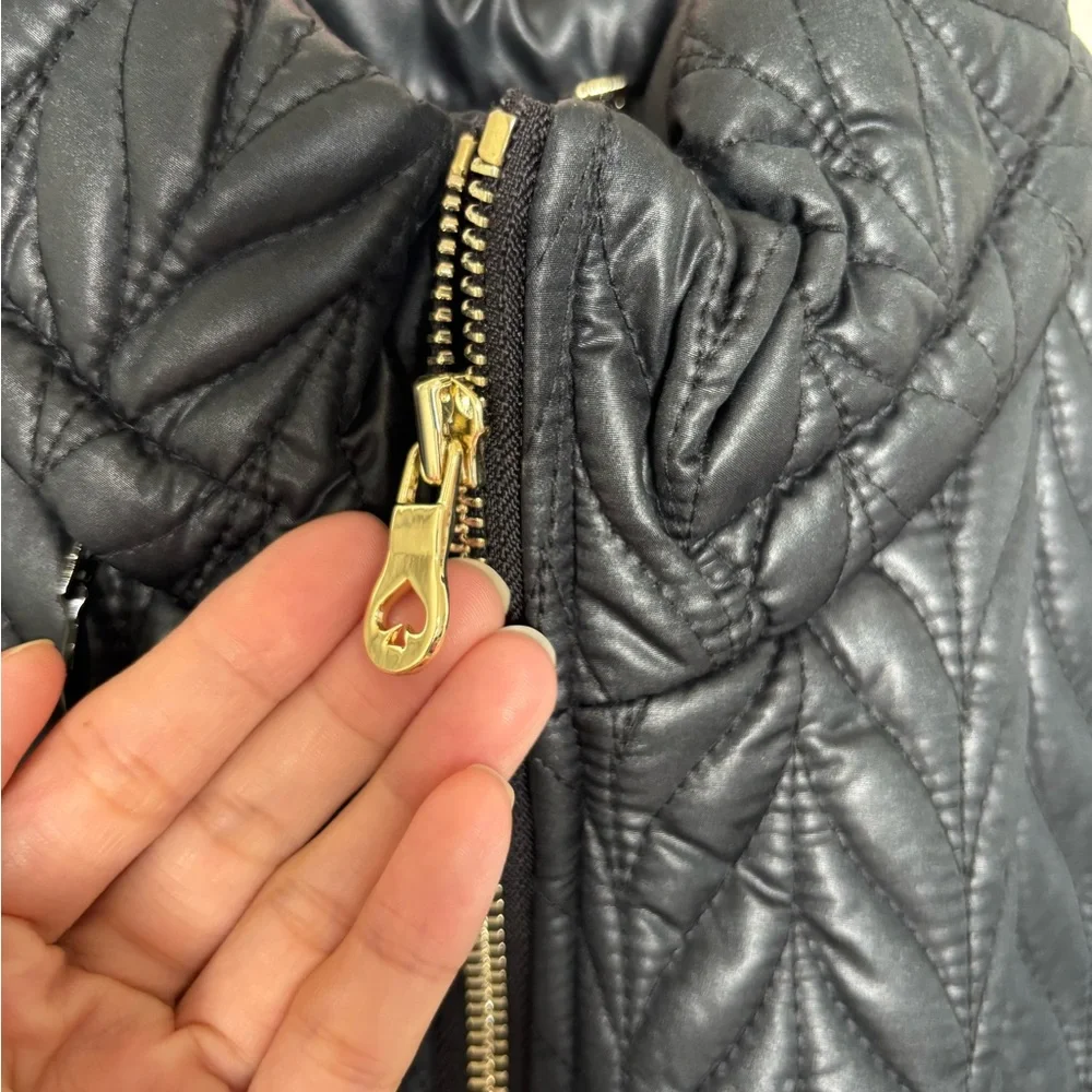 Kate Spade New York Black Quilted Jacket Water Resistant XS Fall Winter‎ NWT
